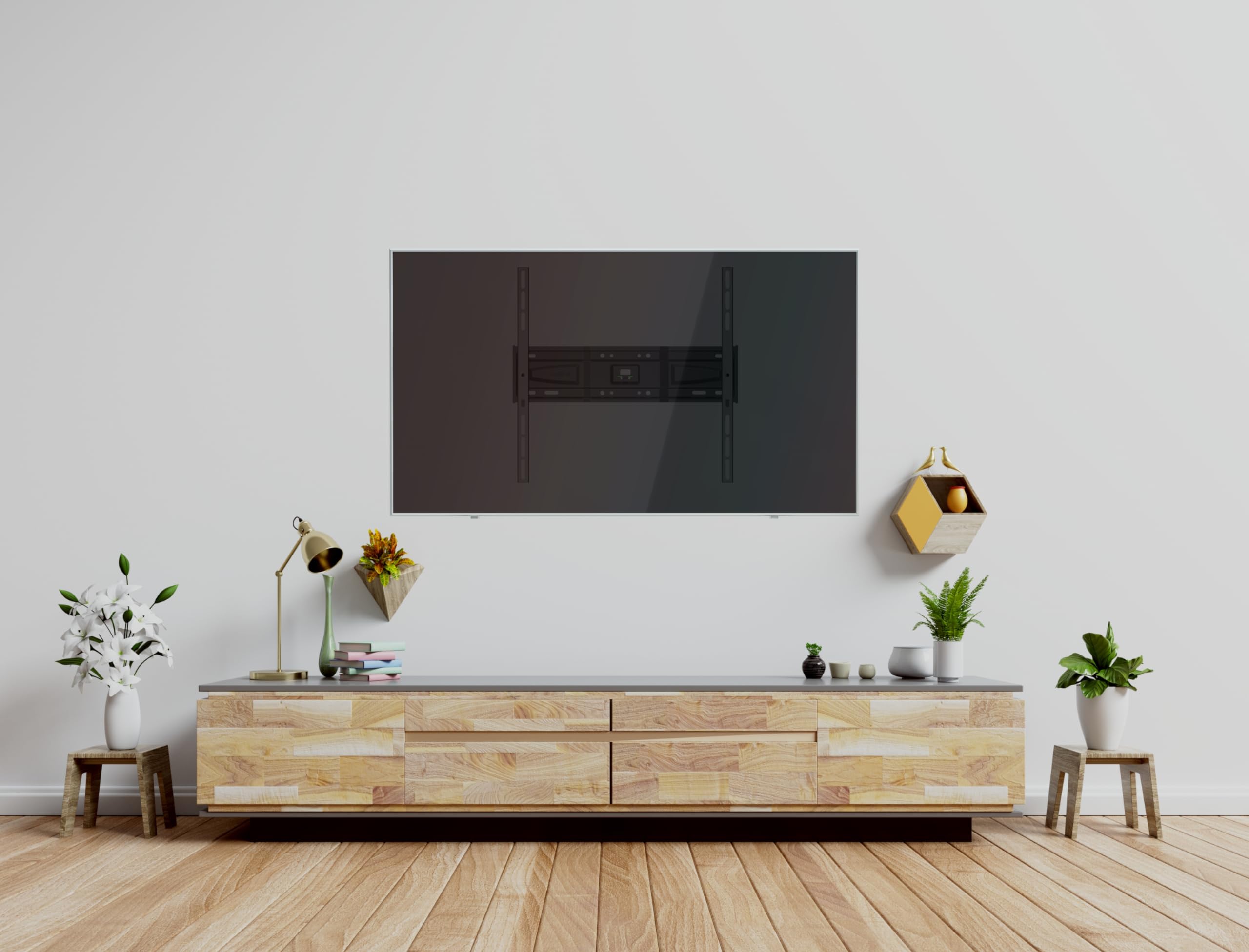 Meliconi Slimstyle Plus 400 S, Supporto TV Parete Fisso Ultra Sottile per TV a Schermo Piatto da 40" a 82", Staffa TV con VESA 200-300-400, Portata 50 Kg, Made in Italy, Nero - Miniatura 3