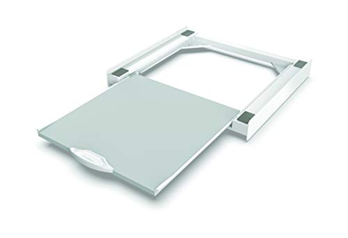 MELICONI TORRE PRO L60 - Kit di Sovrapposizione Lavatrice Asciugatrice Universale, Supporto Premontato con Ripiano Estraibile in Legno, Cinghia di Sicurezza Inclusa, Portata 250 Kg