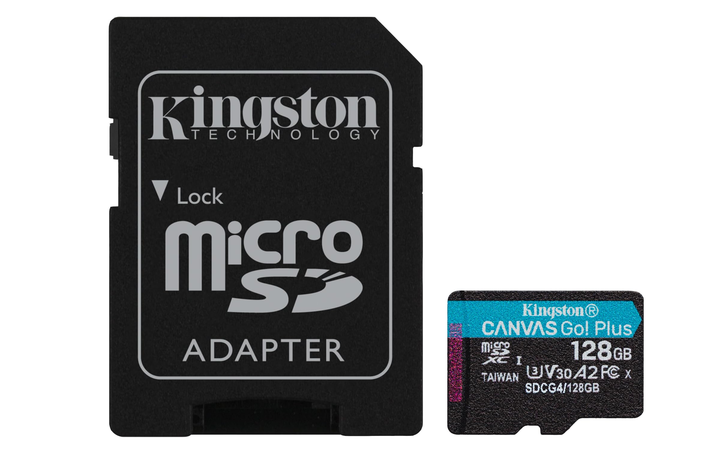 Kingston Canvas Go Plus microSDXC Scheda Di Memoria Gen4 200MB/s A2 U3 V30 128GB Adattatore Incluso-SDCG4/128GB