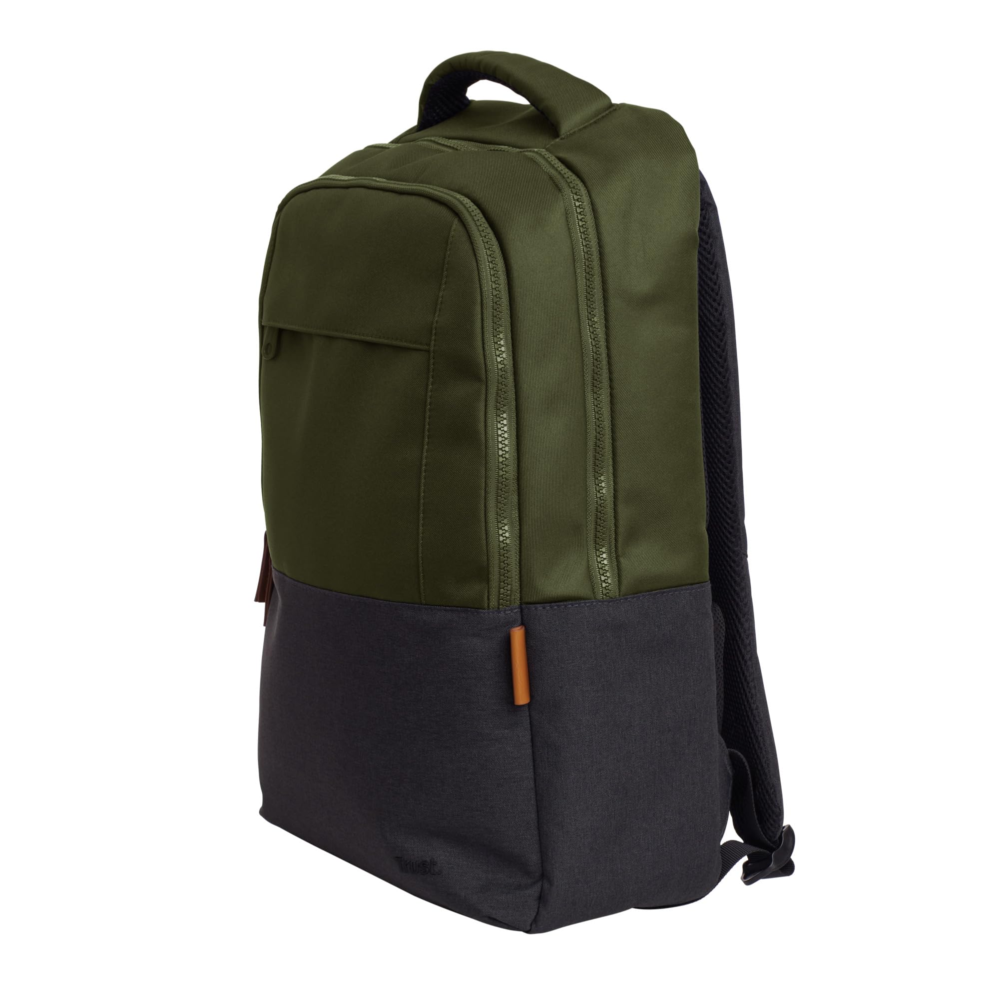 Trust Lisboa Zaino per Laptop 16", Zaino Porta PC 23 Litri con Cinghia per Trolley, Realizzato in Plastica Riciclata, Uomo Donna Viaggio Università Lavoro Ufficio Computer Portatile - Verde