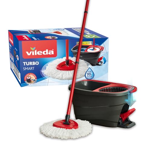 Vileda Lavapavimenti Turbo Smart, Microfibra In Poliestere Con Sistema A Pedale, Standard - Immagine 1