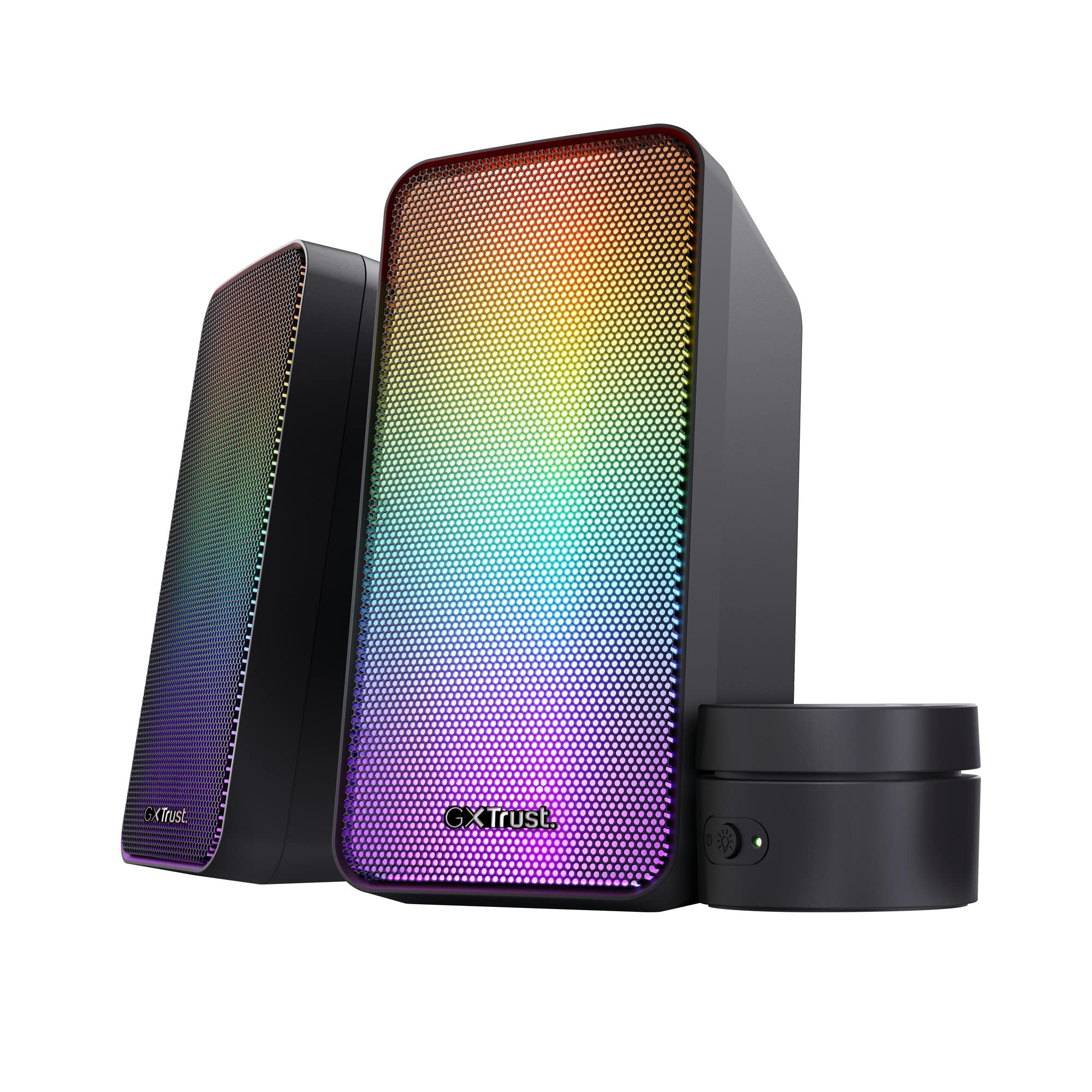 GXTrust 611 Wezz 2.0 Casse PC Gaming con Illuminazione LED RGB, 12 W (6 W RMS), Alimentazione USB, 3.5 mm, Altoparlanti PC Stereo per Computer, Laptop, Portatile, Desktop, Giochi - Nero