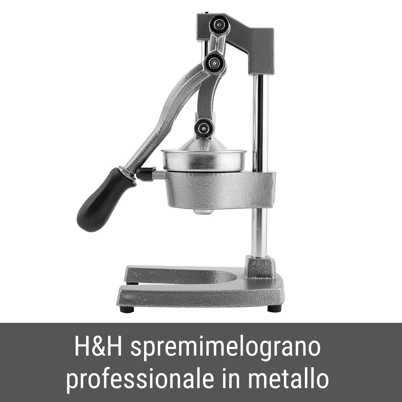 H&H Spremimelograno Professionale a Leva – In Metallo, Colore Grigio, Design Robusto 29x40 cm – Ideale per Melograni, Agrumi, Uso Domestico e Professionale - Miniatura 2
