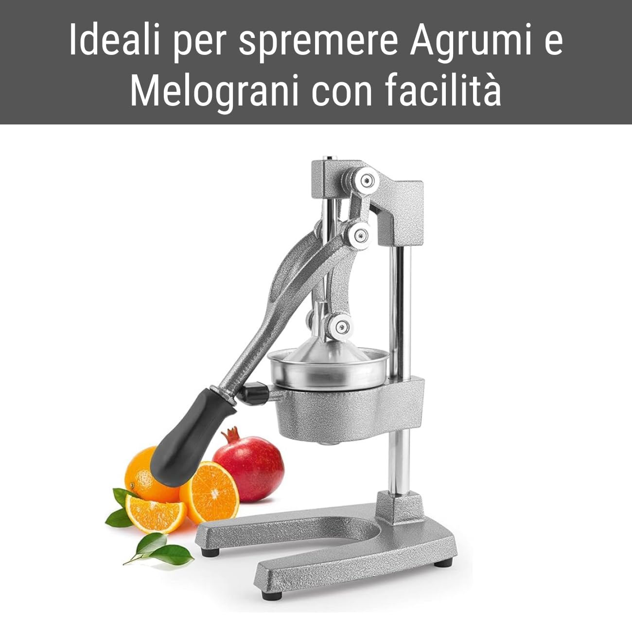 H&H Spremimelograno Professionale a Leva – In Metallo, Colore Grigio, Design Robusto 29x40 cm – Ideale per Melograni, Agrumi, Uso Domestico e Professionale - Miniatura 4