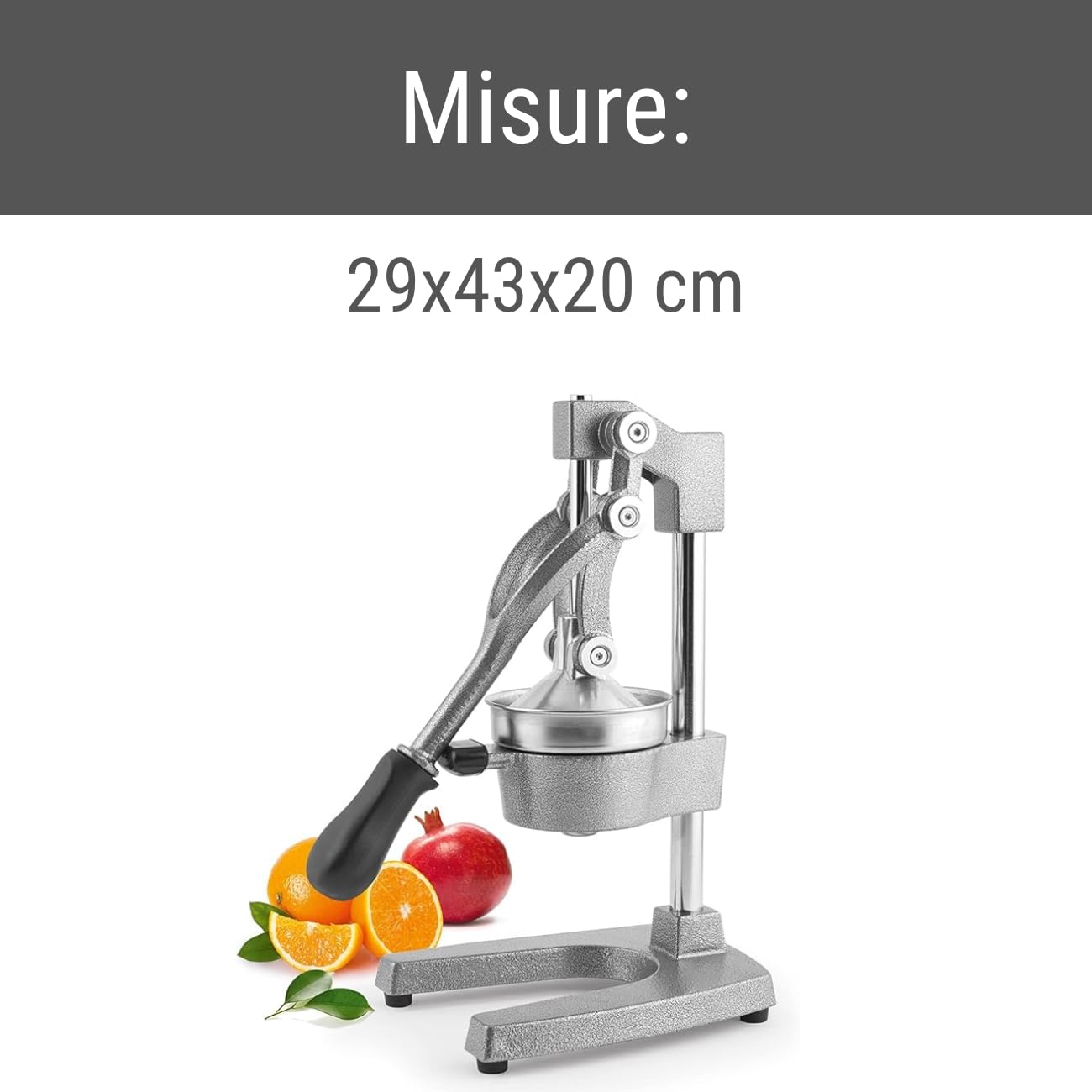 H&H Spremimelograno Professionale a Leva – In Metallo, Colore Grigio, Design Robusto 29x40 cm – Ideale per Melograni, Agrumi, Uso Domestico e Professionale - Miniatura 5