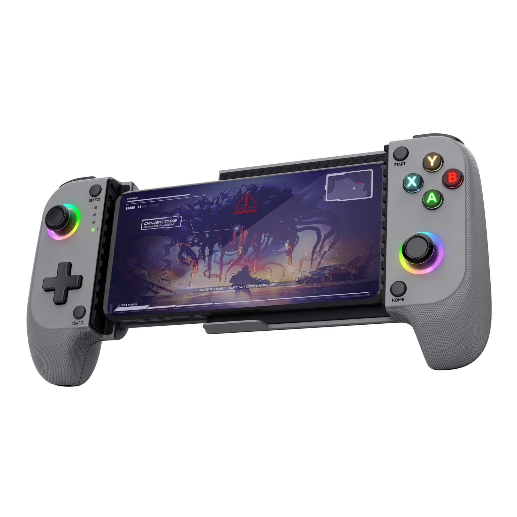 Trust GXT 735G Mylox Controller per Telefono Bluetooth, Controller Iphone/Android / PS5 / Xbox con 12h di Autonomia, Doppia Vibrazione, RGB a LED, Gamepad Wireless per Accessori Smartphone, Grigio - Immagine 1