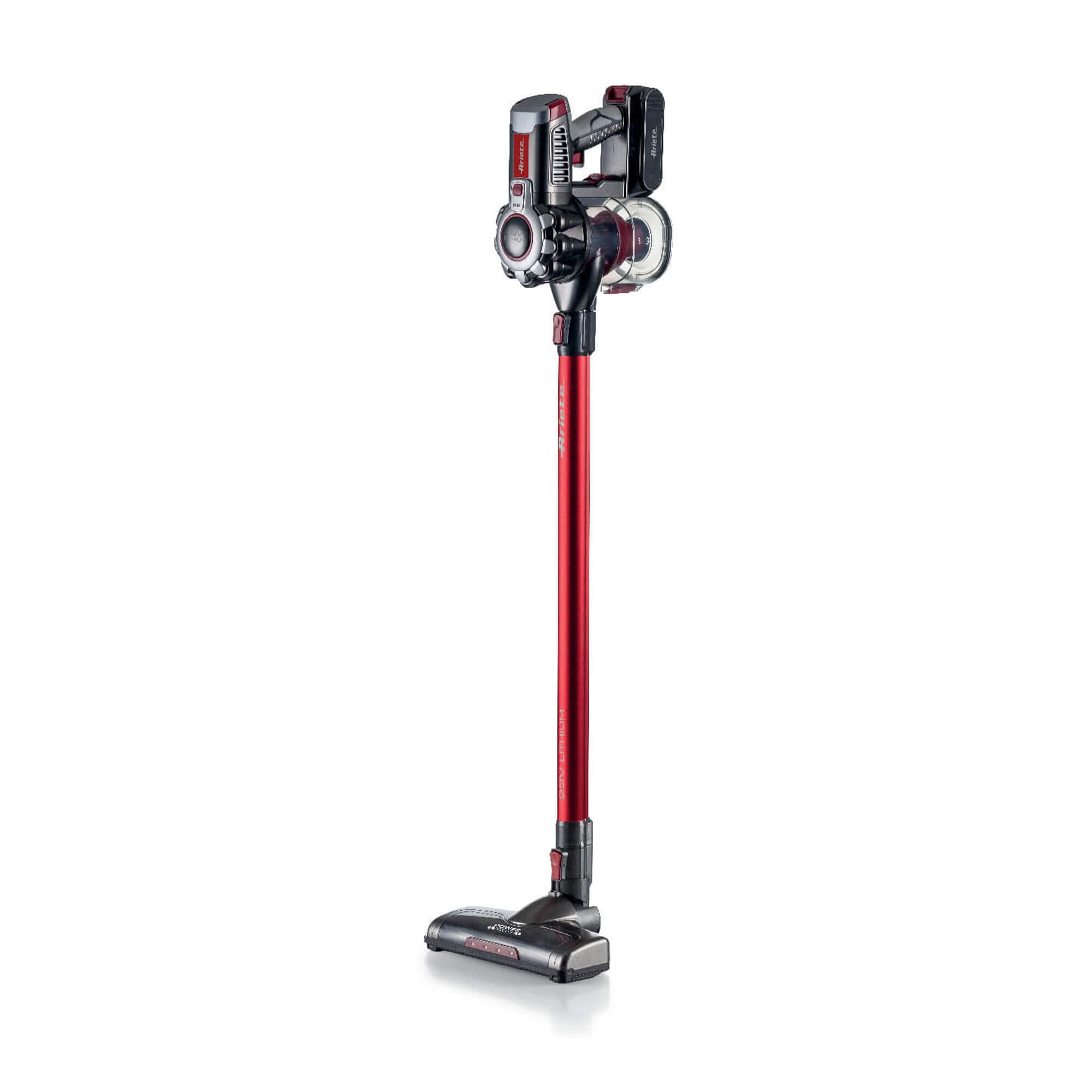 Ariete 22V Lithium 2757, Scopa Elettrica Cordless e Aspirabriciole, Alluminio, Rosso, 120 W, 1 Liter