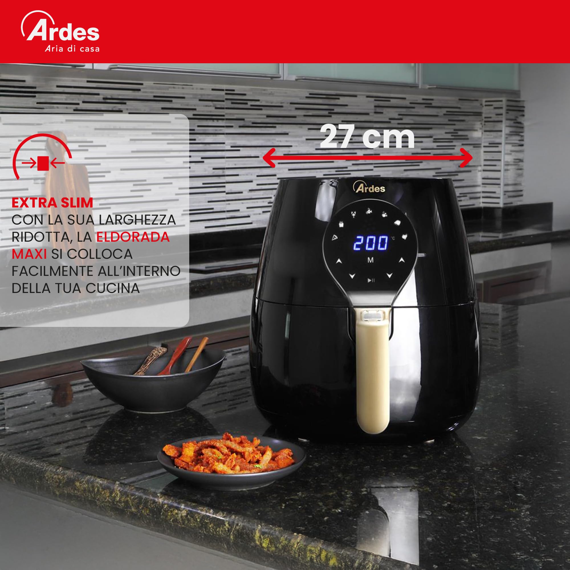 Ardes Eldorada Maxi AR1K33 - Friggitrice ad aria 5 litri - Airfryer con tecnologia Rapid Air - Air fryer 7 in 1, temperatura e timer regolabili, display digitale touch - Miniatura 5