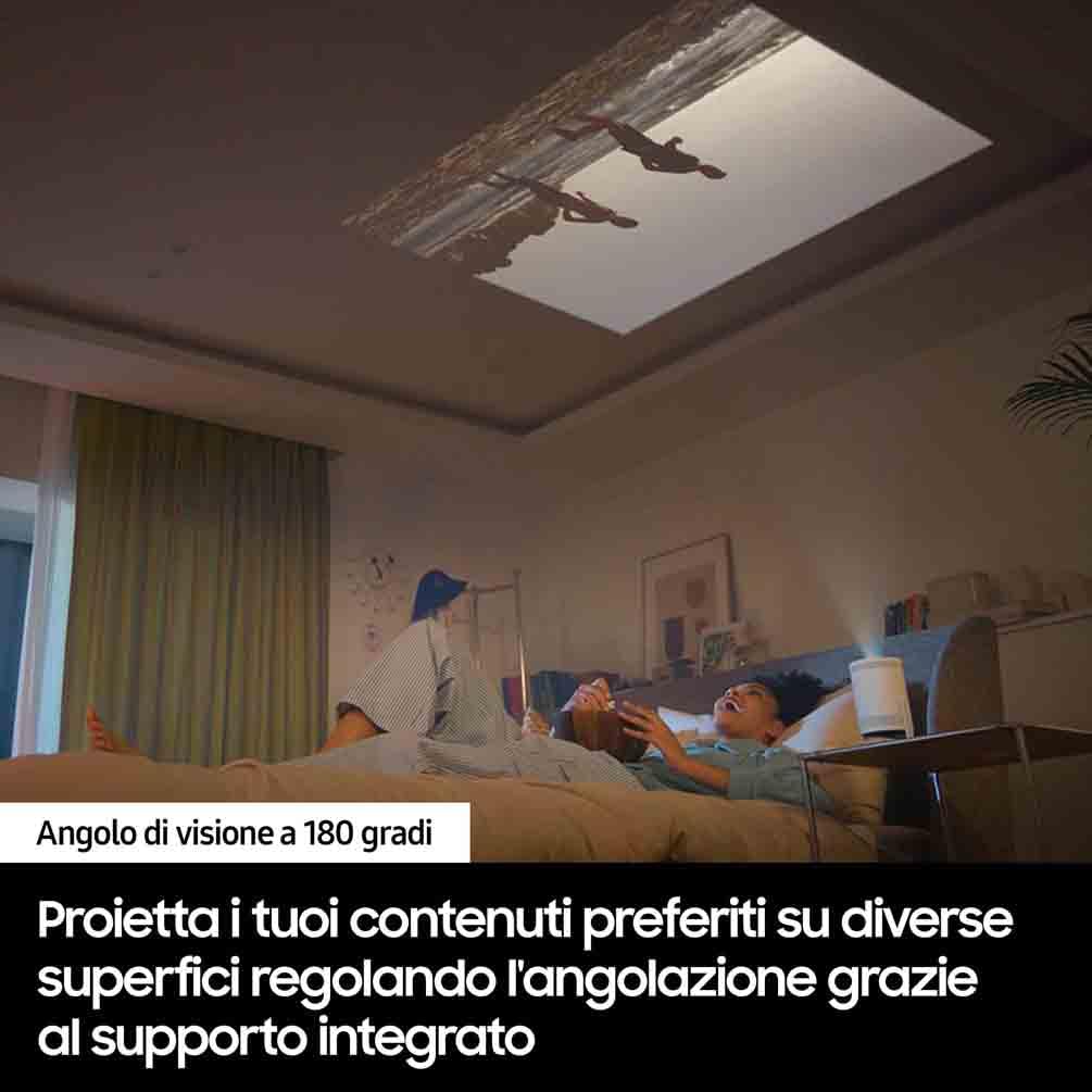 Samsung The Freestyle 2nd generation LFF3C Proiettore Portatile FHD Wi-Fi, Schermo Fino a 100'', USB, Auto Focusing e Leveling, Suono a 360°, Smart TV, Bianco, 2023 - Miniatura 2