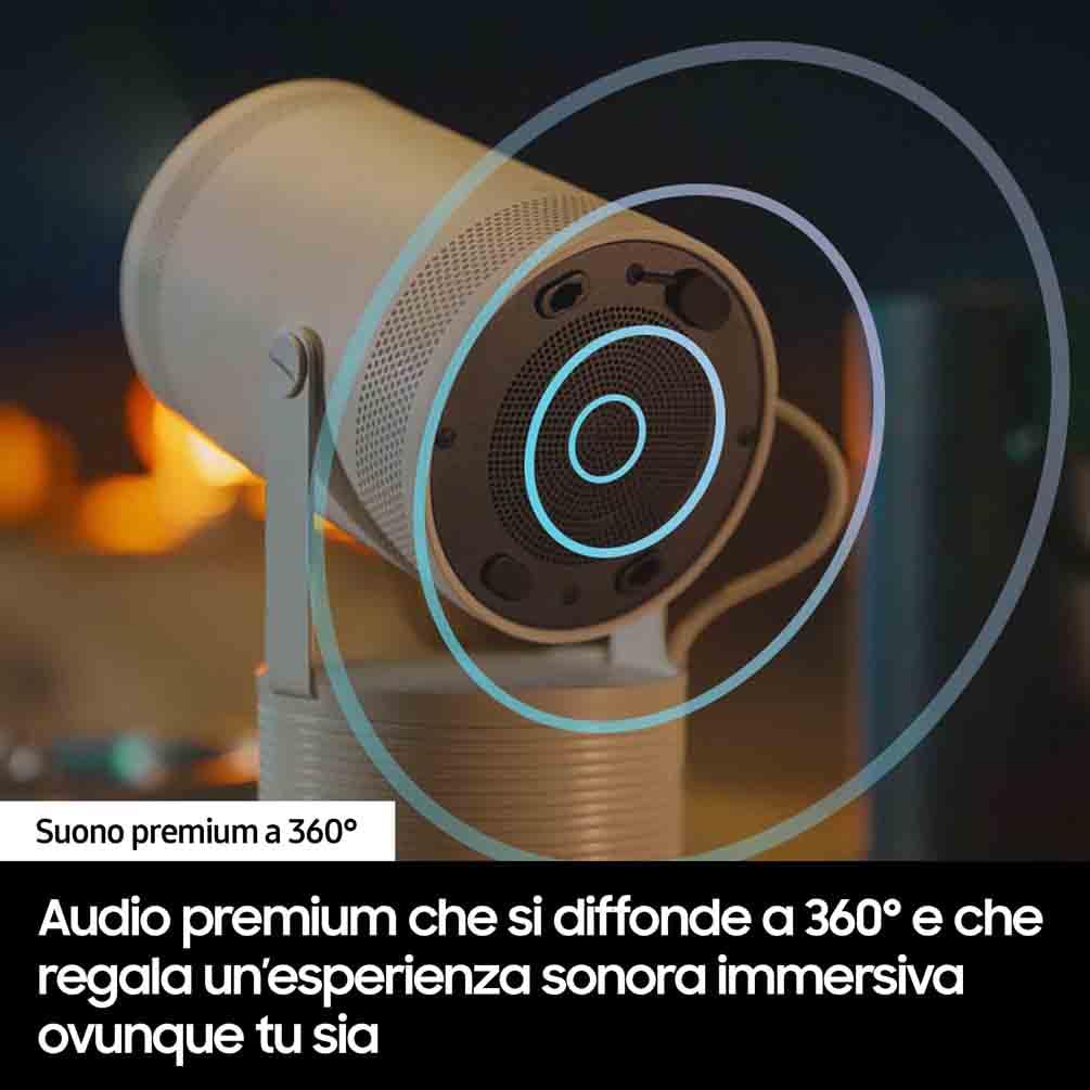 Samsung The Freestyle 2nd generation LFF3C Proiettore Portatile FHD Wi-Fi, Schermo Fino a 100'', USB, Auto Focusing e Leveling, Suono a 360°, Smart TV, Bianco, 2023 - Miniatura 4