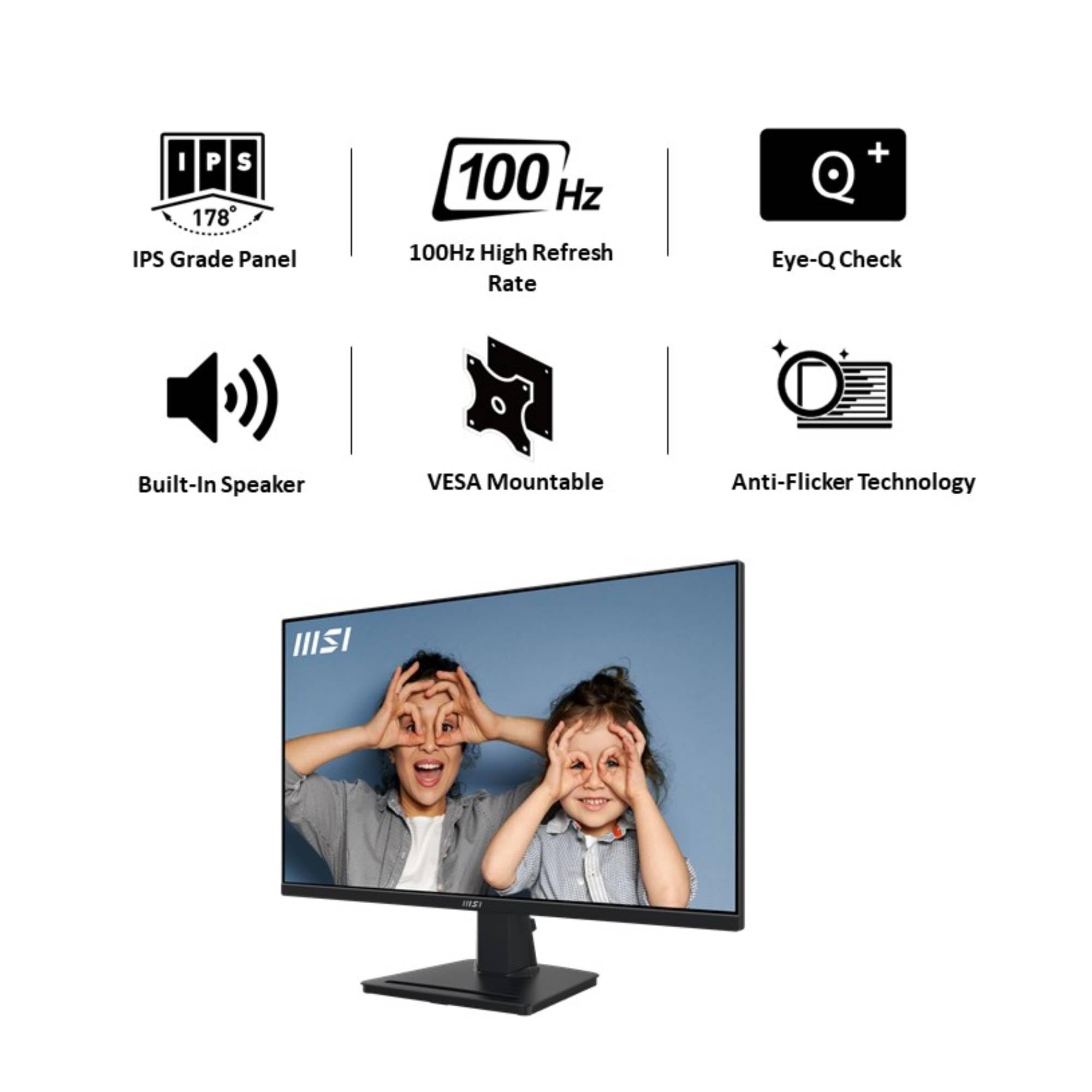 msi PRO MP275Q Monitor 27" WQHD - 2560 x 1440, pannello IPS, 100 Hz, schermo anti-affaticamento, altoparlanti integrati, inclinazione regolabile - HDMI 2.0b, DP 1.2a - Miniatura 2