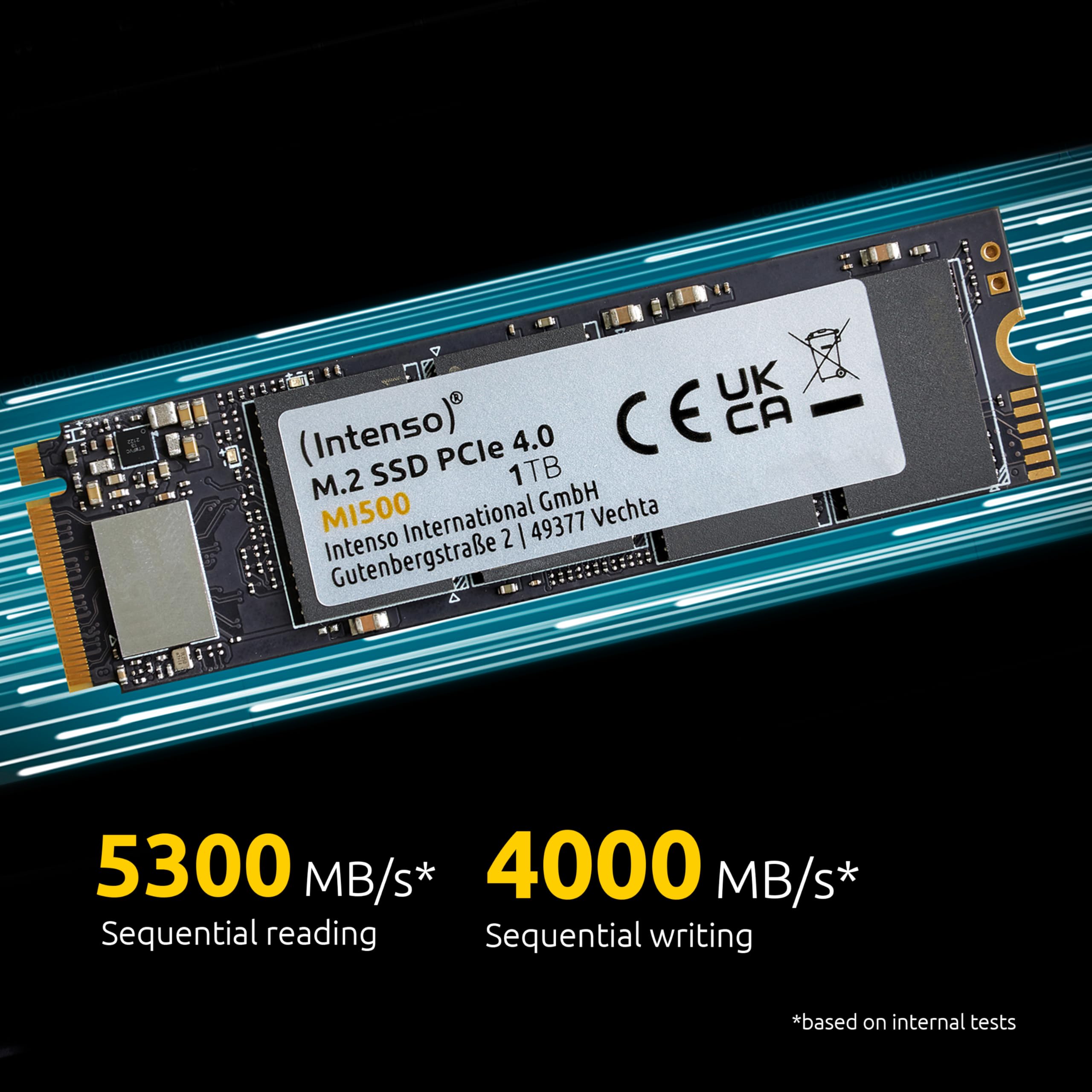 Intenso MI500 SSD NVMe da 500 GB, SSD interno M.2, PCIe 4.0 Gen4x4, lettura 5300 MB/s, scrittura 4000 MB/s, unità a stato solido, 500 GB - Miniatura 2