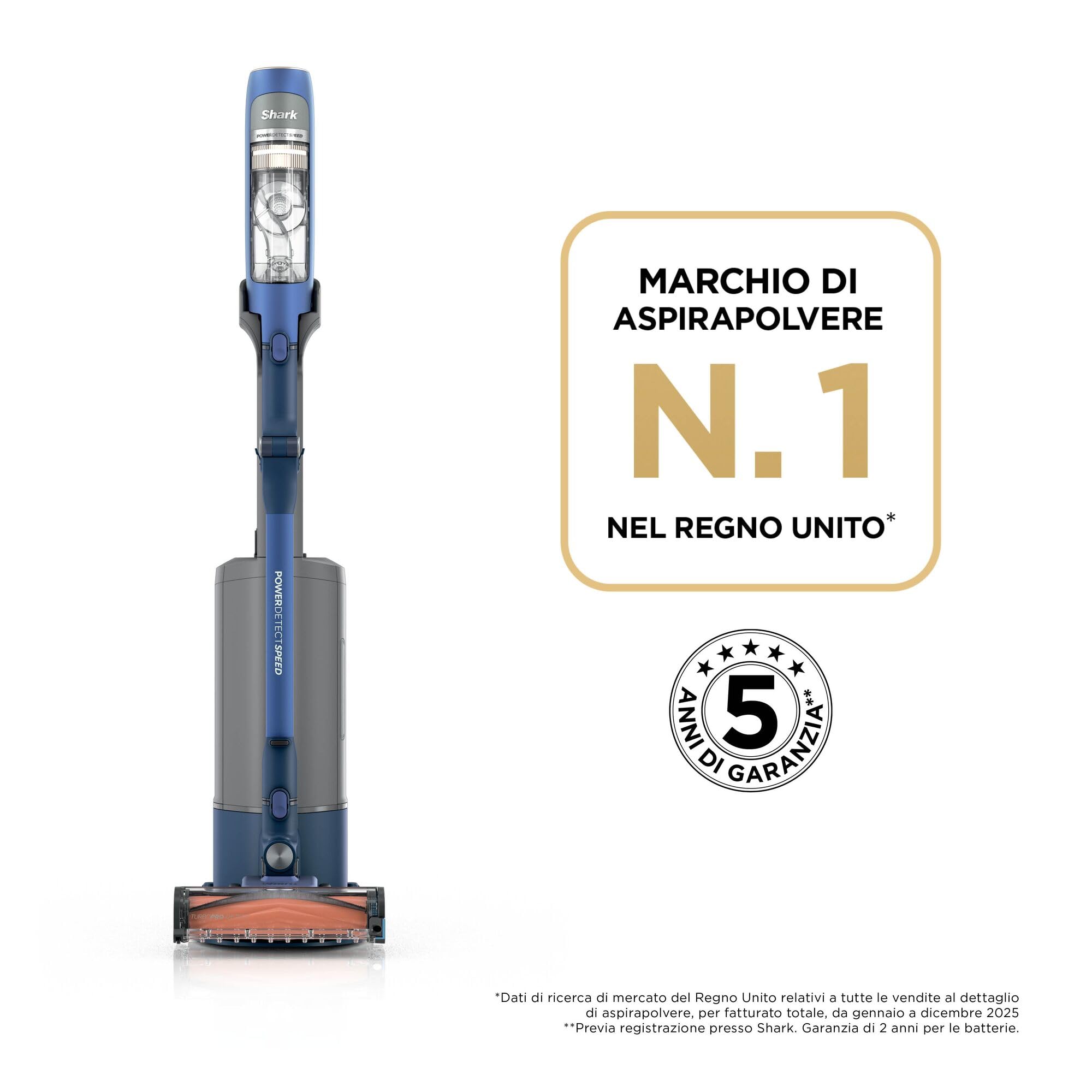 Shark PowerDetect Speed Pet Pro Clean & Empty, Aspirapolvere Senza Filo Blu - Miniatura 2