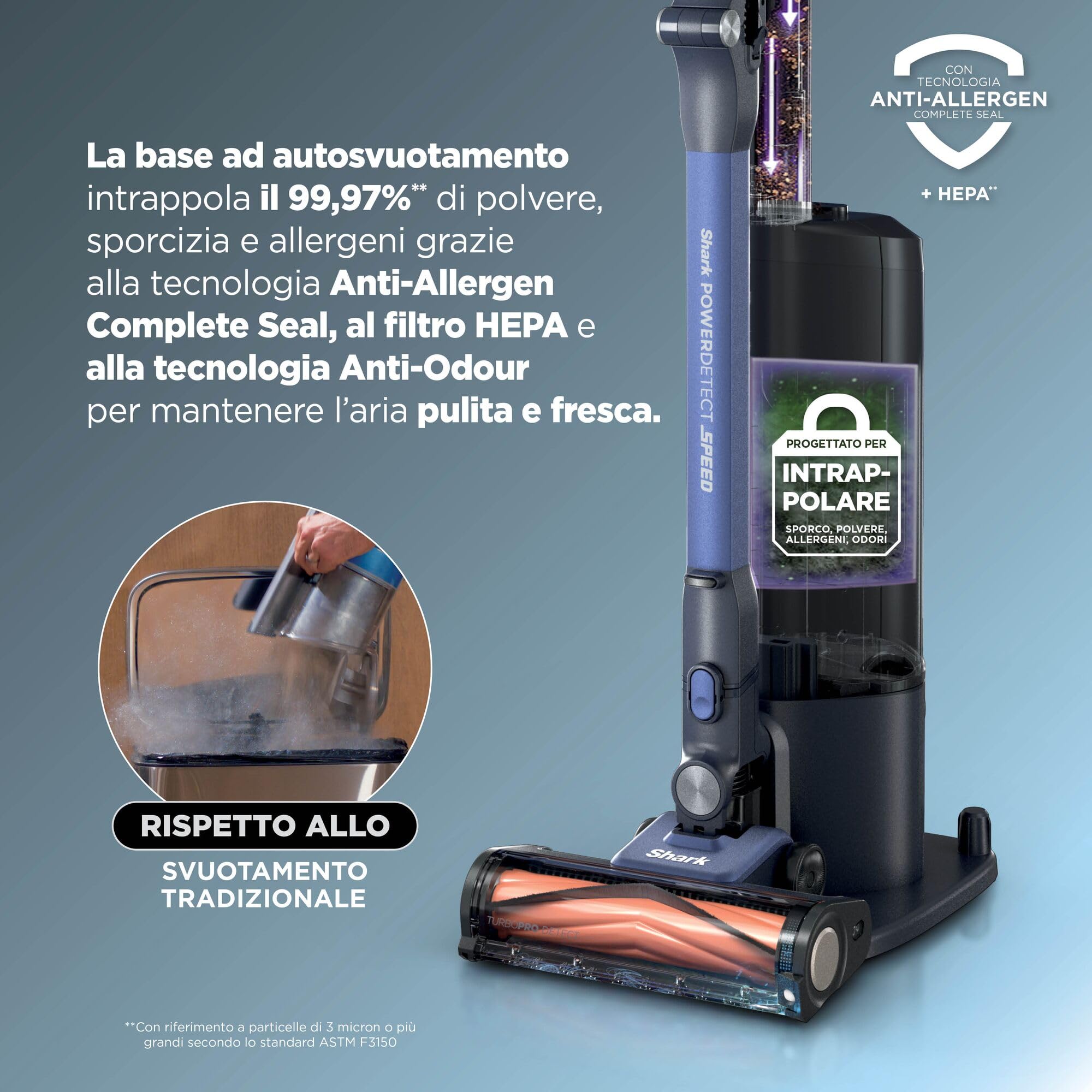 Shark PowerDetect Speed Pet Pro Clean & Empty, Aspirapolvere Senza Filo Blu - Miniatura 5