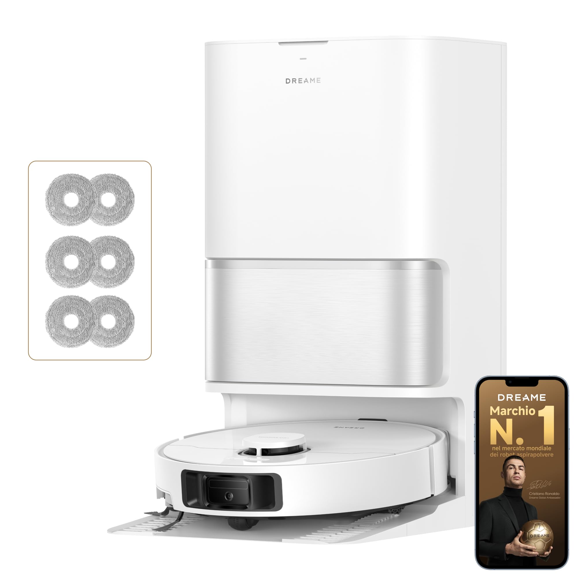 DREAME L10s Ultra Gen 3 Kit-A Robot Aspirapolvere e Lavapavimenti,Aspirazione da 25.000 Pa,Spazzola Laterale e Moci Estensibili,Stazione di Pulizia Automatica All-in-One,Controllo Vocale e tramite App