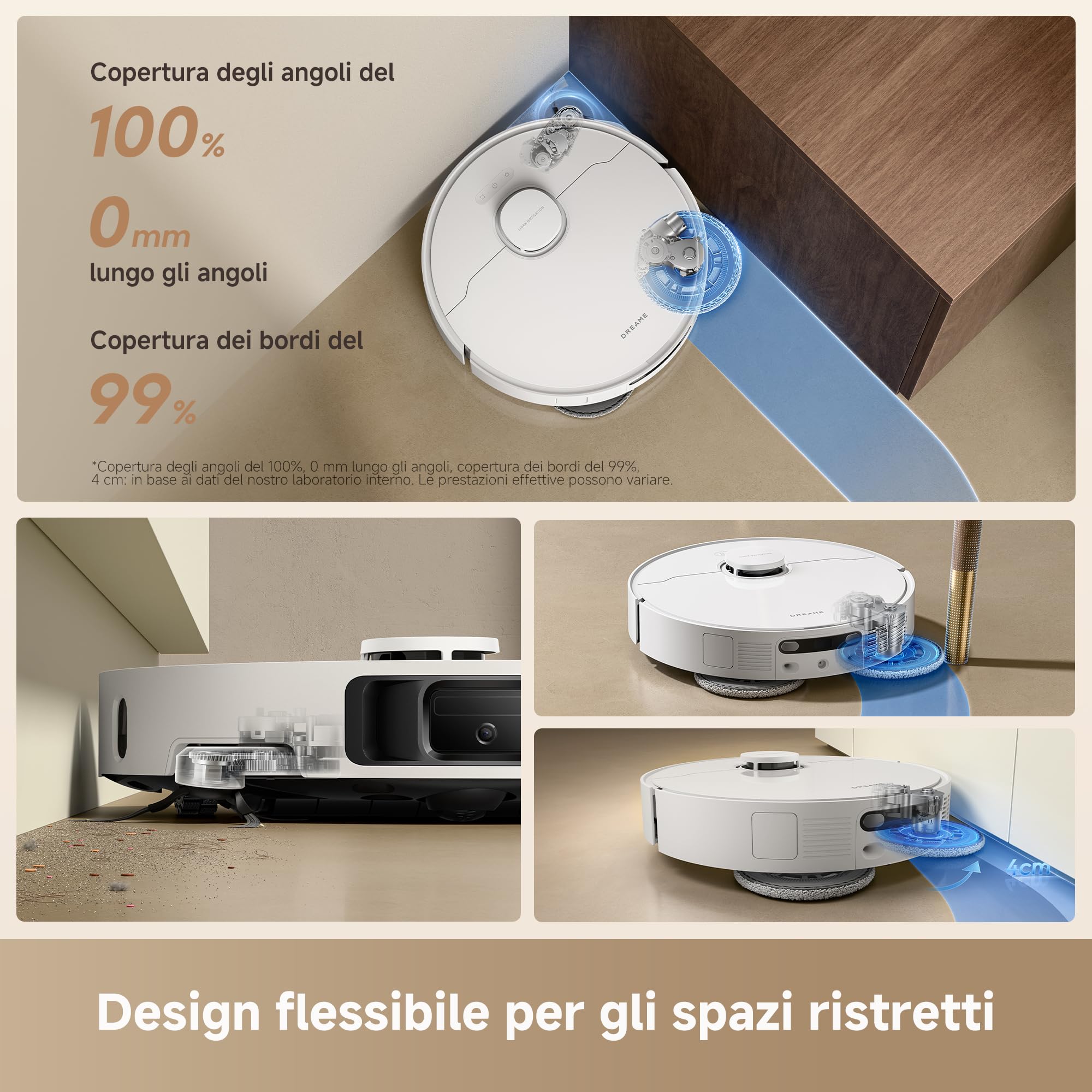 DREAME L10s Ultra Gen 3 Kit-A Robot Aspirapolvere e Lavapavimenti,Aspirazione da 25.000 Pa,Spazzola Laterale e Moci Estensibili,Stazione di Pulizia Automatica All-in-One,Controllo Vocale e tramite App - Miniatura 4