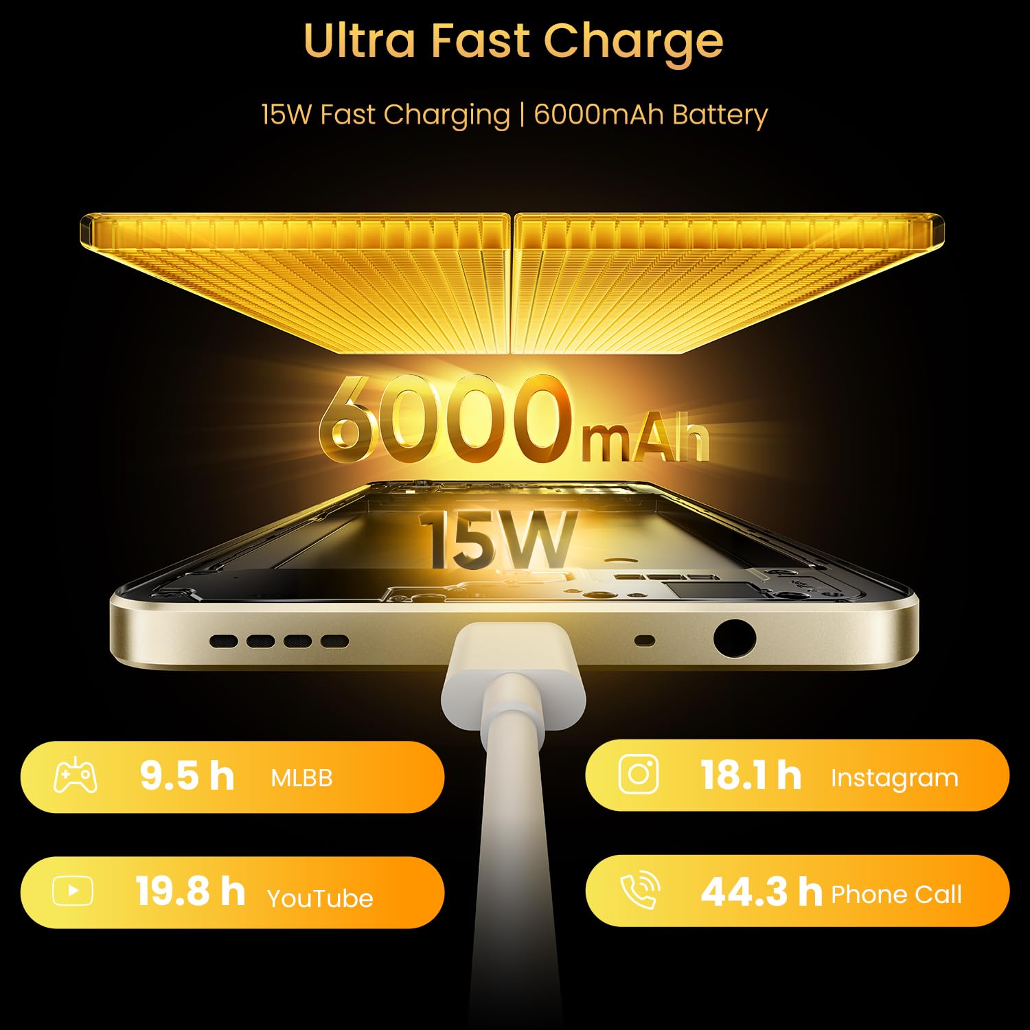 realme Note 70T Smartphone 4GB+256GB Oro, Schermo 6.75 pollici, Refresco a 90Hz, Batteria 6000mAh, Ricarica Rapida 15W, Fotocamera de 18MP, Chipset Octa-core, IP54 - Miniatura 3