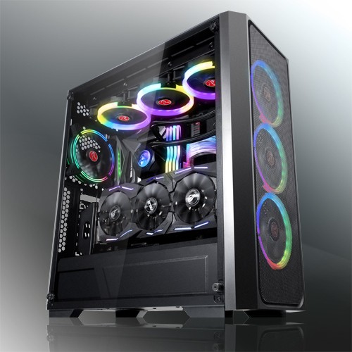 Case RAIJINTEK Ponos MS Midi-Tower vetro temperato Mesh Nero - Immagine 1