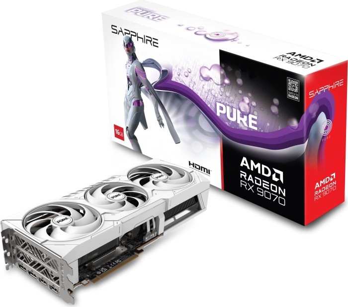 Scheda Video AMD SAPPHIRE PURE Radeon RX 9070 16GB Gaming OC (UEFI) Bianco - Immagine 1