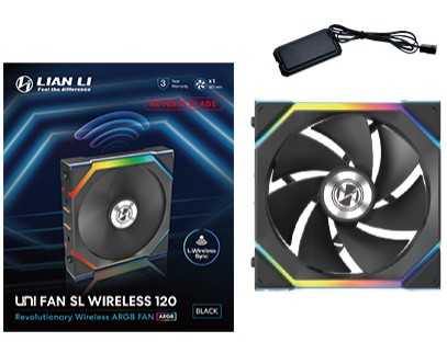 Ventola Lian Li UNI FAN SL Wireless ARGB PWM Lama Inversa Nero 120mm - Immagine 1