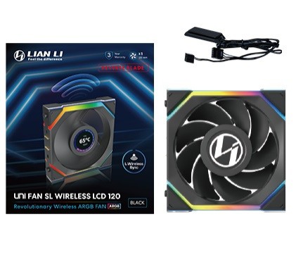 Ventola Lian Li UNI FAN SL Ventola LCD Wireless ARGB PWM Lama Inversa 120mm Nero - Immagine 1