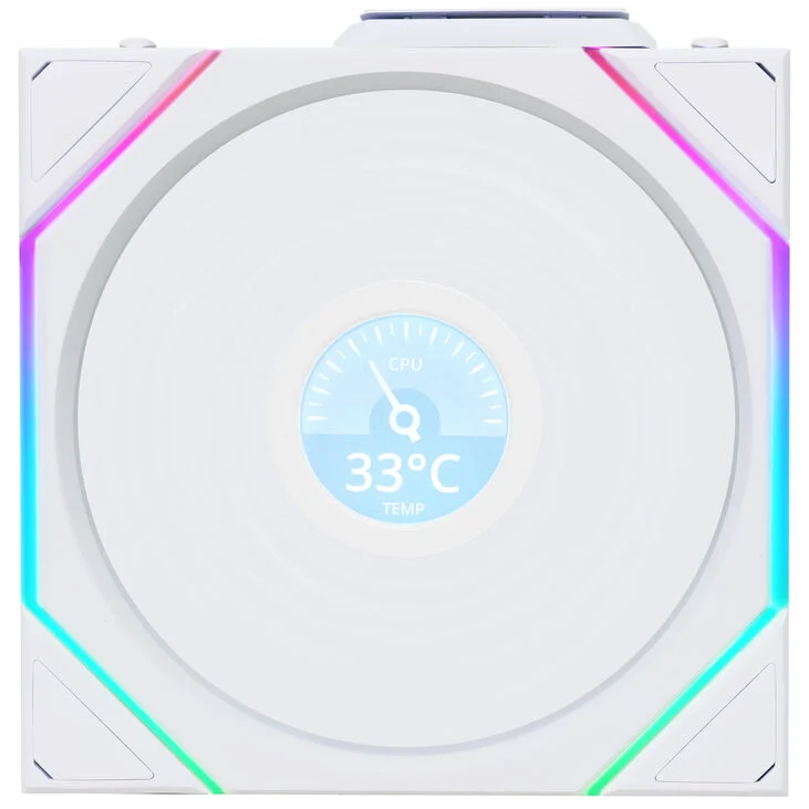 Ventola Lian Li UNI FAN TL Wireless LCD Lama Inversa 120mm ARGB PWM Bianco - Immagine 1