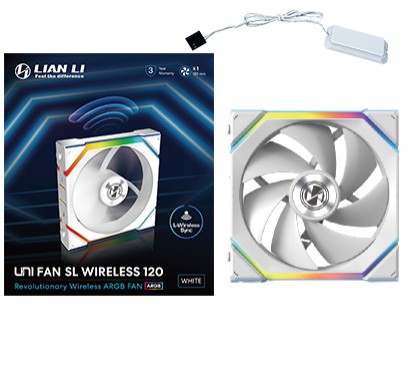 Ventola Lian Li UNI FAN SL Wireless ARGB PWM 120mm Bianco - Immagine 1