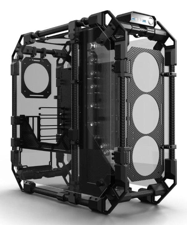 Case Alphacool Apex Pro Skeleton Midi Tower ATX Piastra Distro Carbonio Vetro Temperato - Immagine 1