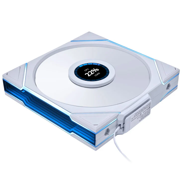 Ventola Lian Li UNI FAN TL Wireless LCD ARGB PWM Lama Inversa 140mm Bianco - Immagine 1