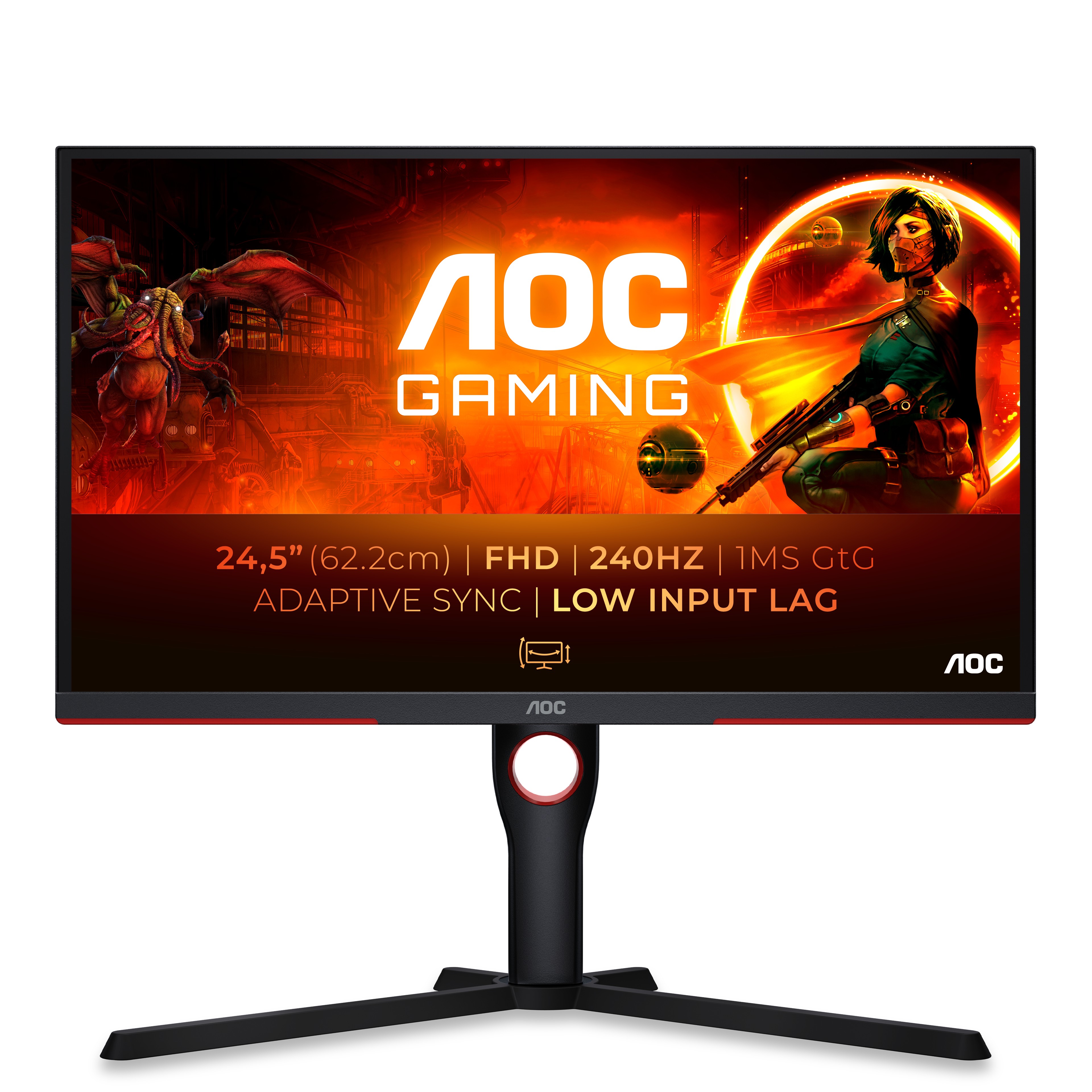 Monitor Gaming 25G3ZM/BK AOC 25'' 240 Hz FreeSync VA DP 2xHDMI  Nero/Rosso
