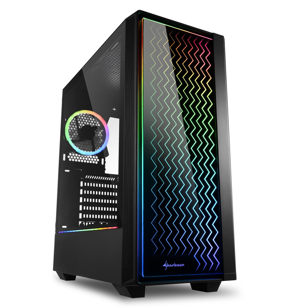 Case Sharkoon RGB LIT 200 Nero Pannello Frontale e Laterale In Vetro Temperato Midi Tower - Immagine 1