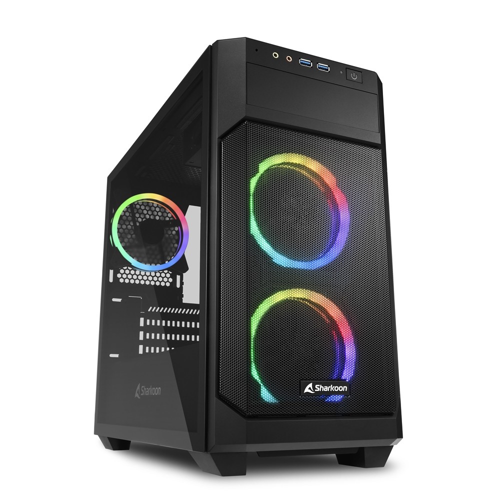Case Sharkoon V1000 Midi-Tower Vetro Temperato RGB Nero - Immagine 1