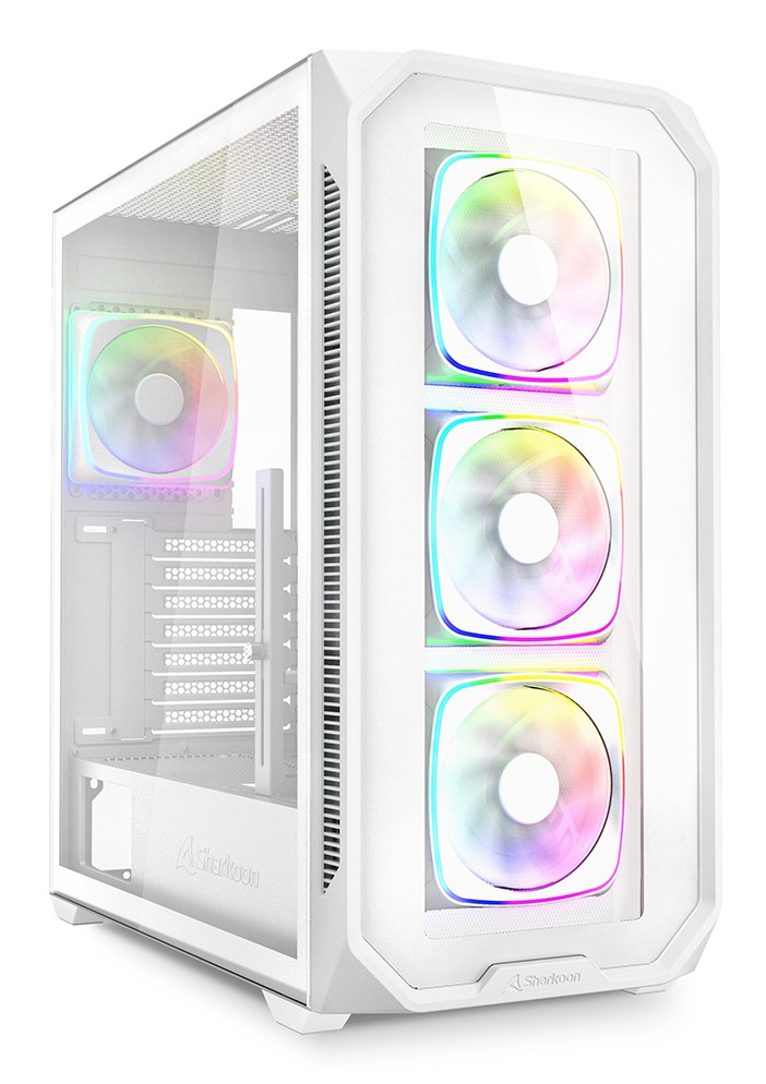Case SHARKOON AK5G RGB Midi Tower ATX Vetro Temperato Bianco - Immagine 1