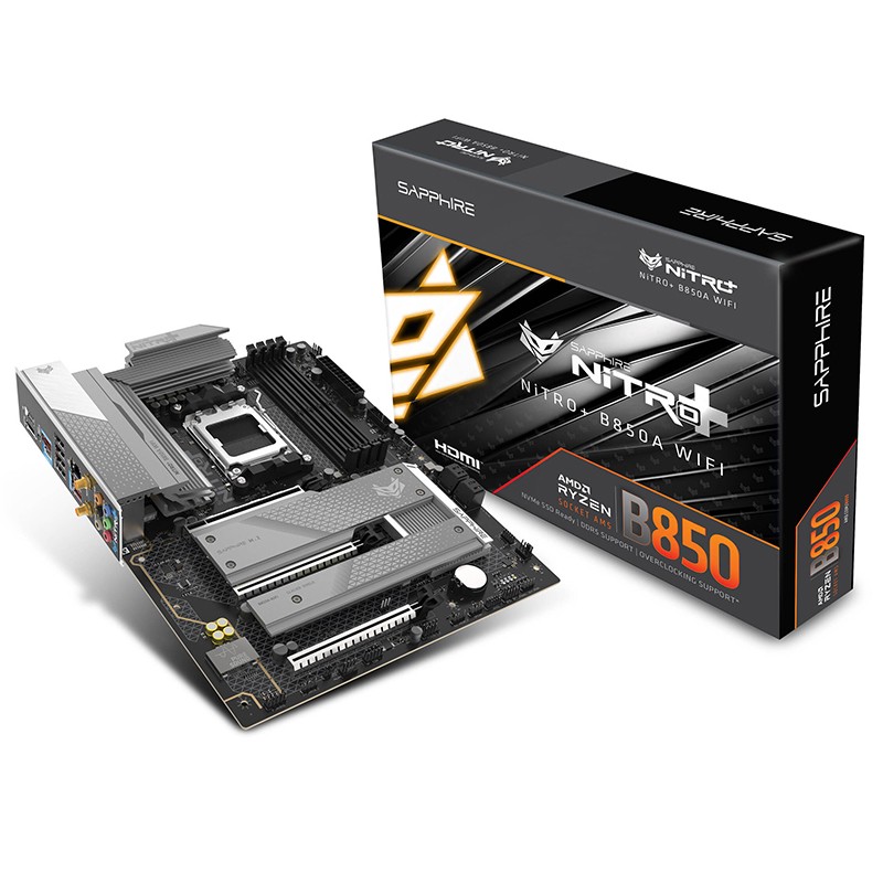 Scheda Madre Sapphire Nitro+ B850A WiFi 7 AM5 ATX DDR5 Nero - Immagine 1
