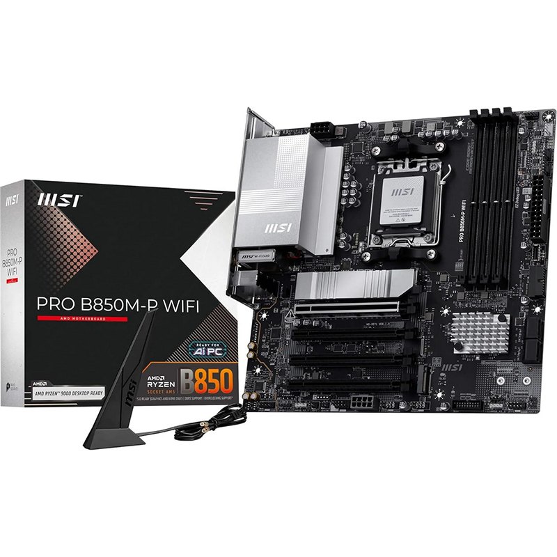 Scheda Madre MSI PRO B850M-P WIFI AM5 DDR5 Micro-ATX Nero - Immagine 1