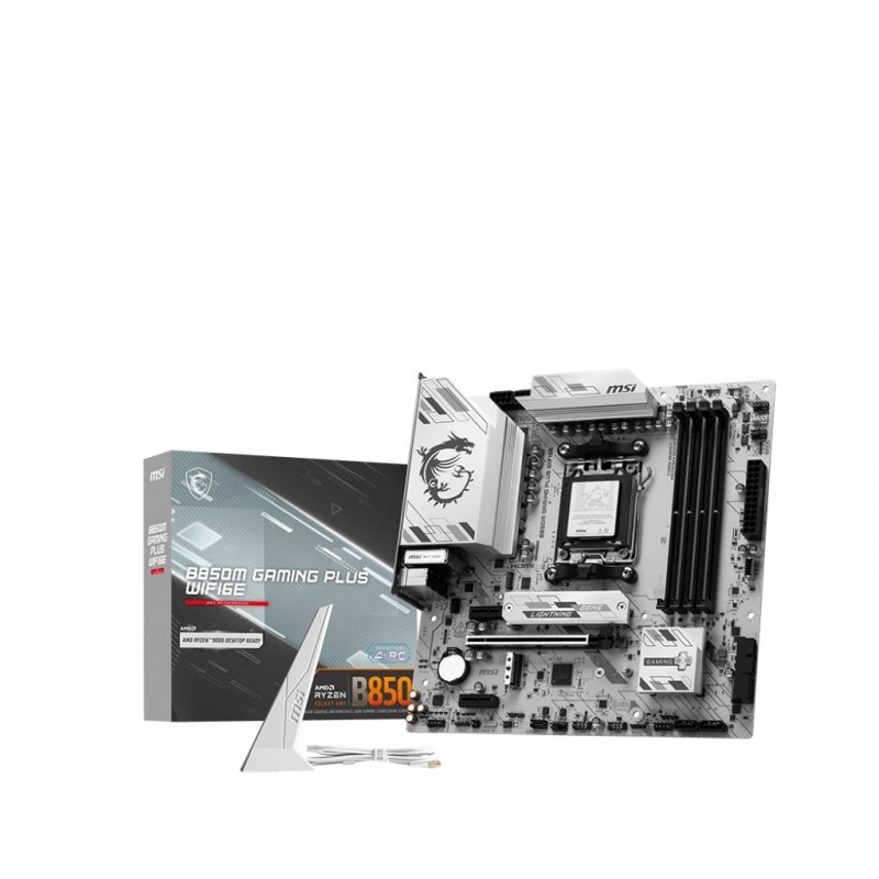Scheda Madre MSI B850M GAMING PLUS WIFI6E AM5 DDR5 Micro-ATX Bianco - Immagine 1