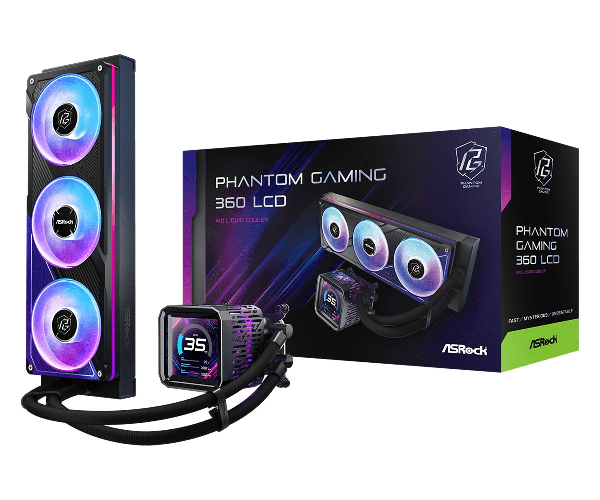 Dissipatore a Liquido ASRock Phantom Gaming 360 LCD ARGB 360mm Nero - Immagine 1