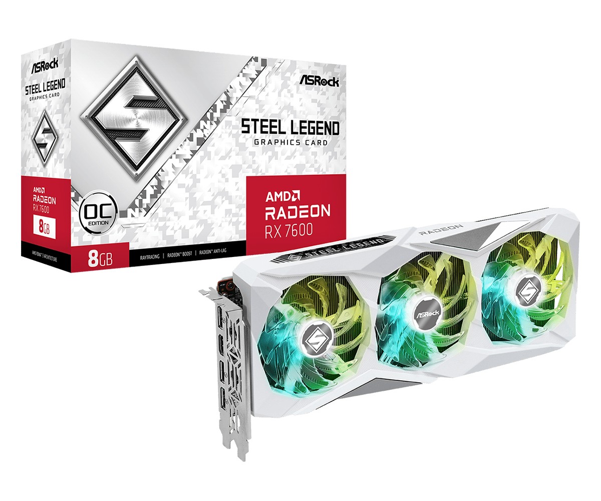 Scheda Video ASRock Amd Radeon RX 7600 Steel Legend OC 8GB GDDR6 - Immagine 1