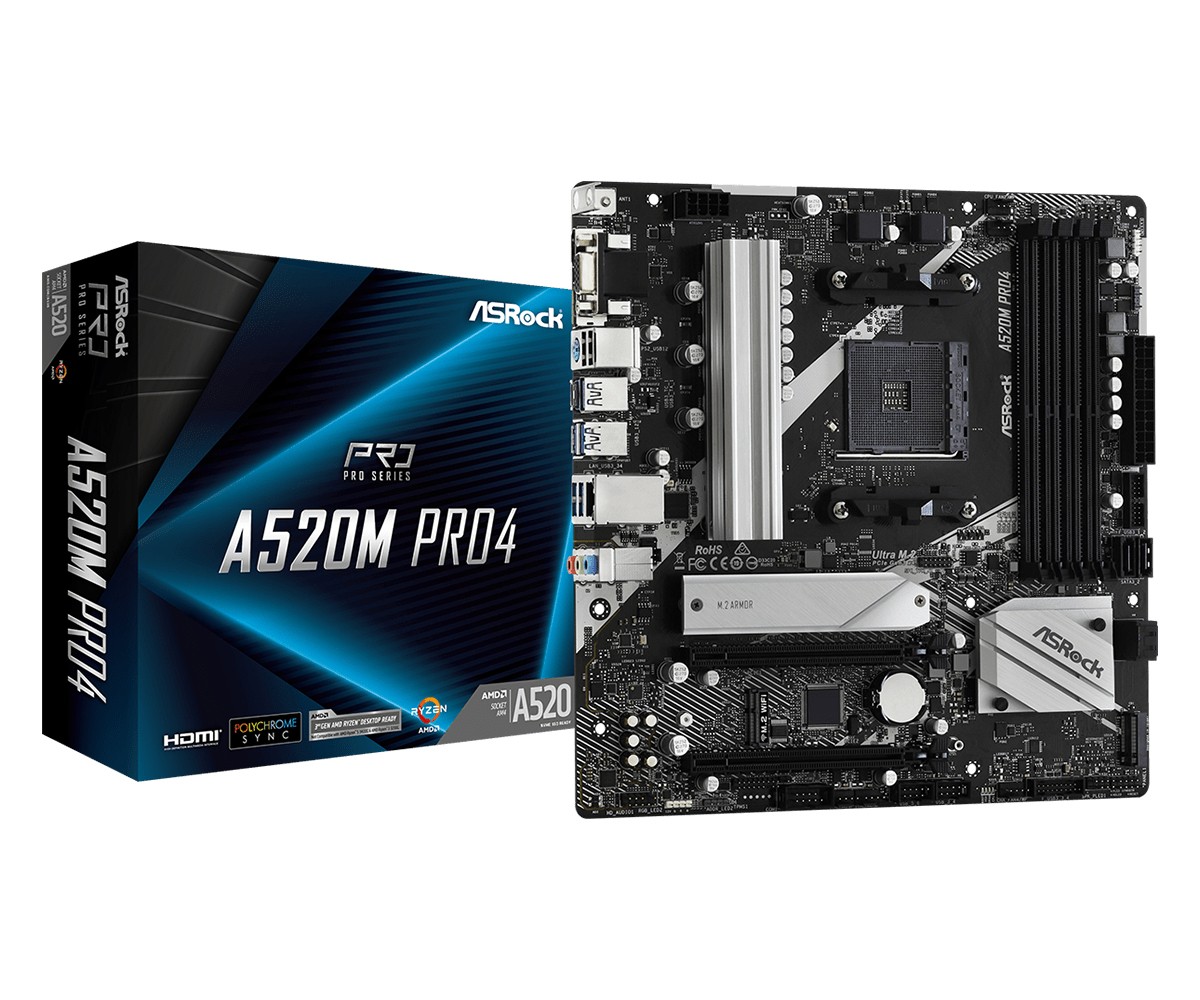 Scheda Madre AMD Asrock A520M Pro4 AM4 Micro-ATX - Immagine 1