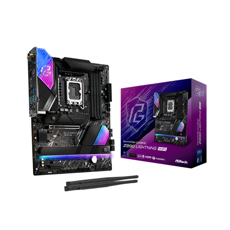 Scheda Madre ASRock Z890 Lightning Phantom Gaming WIFI LGA1851 ATX DDR5Nero - Immagine 1