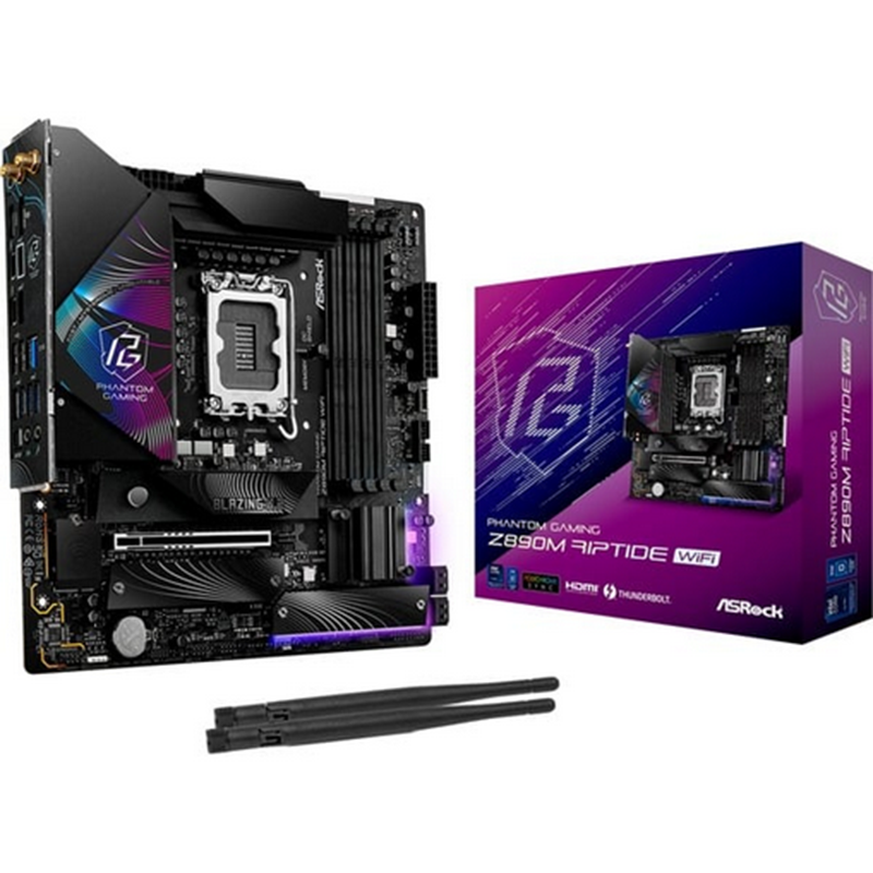 Scheda Madre ASRock Z890M RIPTIDE Phantom Gaming WIFI LGA1851 Micro ATX DDR5 Nero - Immagine 1