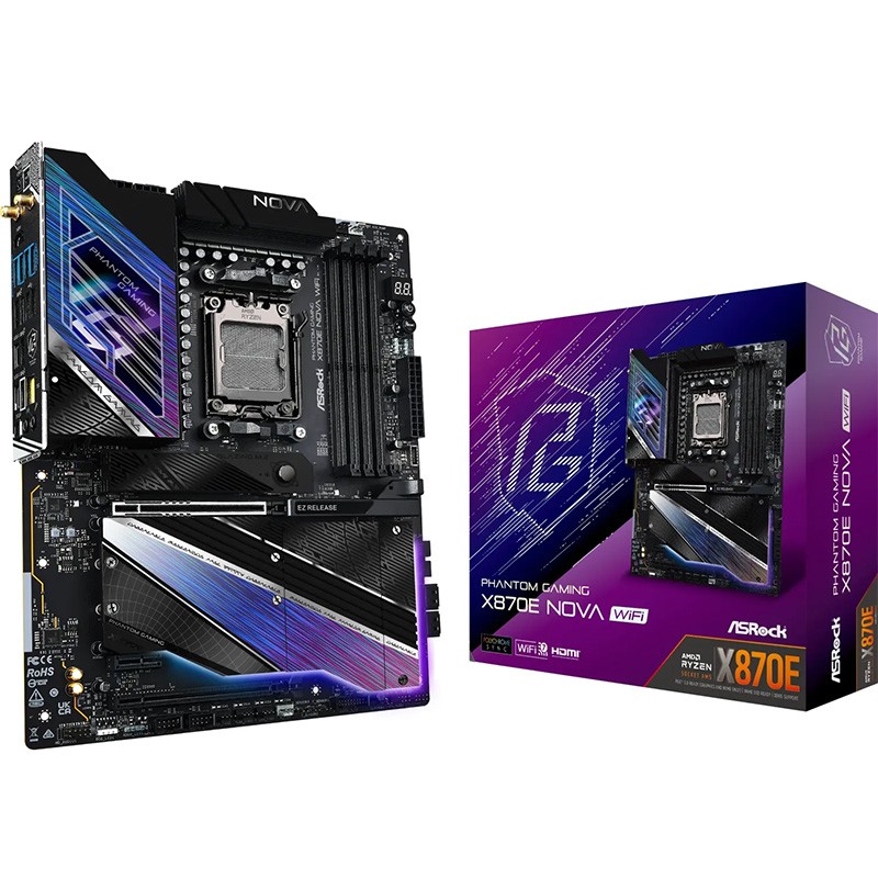 Scheda Madre ASRock X870E Nova Phantom Gaming WiFi AMD X870E Socket AM5 DDR5 - Immagine 1