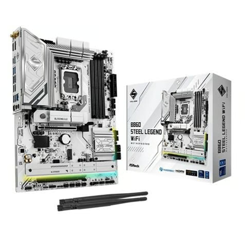 Scheda Madre ASROCK B860 Steel Legend WIFI LGA 1851 DDR5 ATX Bianco - Immagine 1