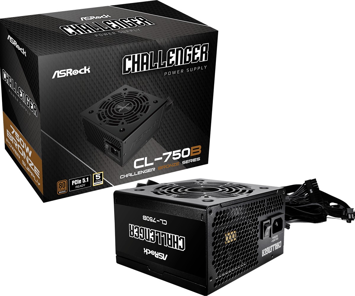 Alimentatore Asrock Challenger CL-750B 80Plus Bronze ATX 750w Nero - Immagine 1