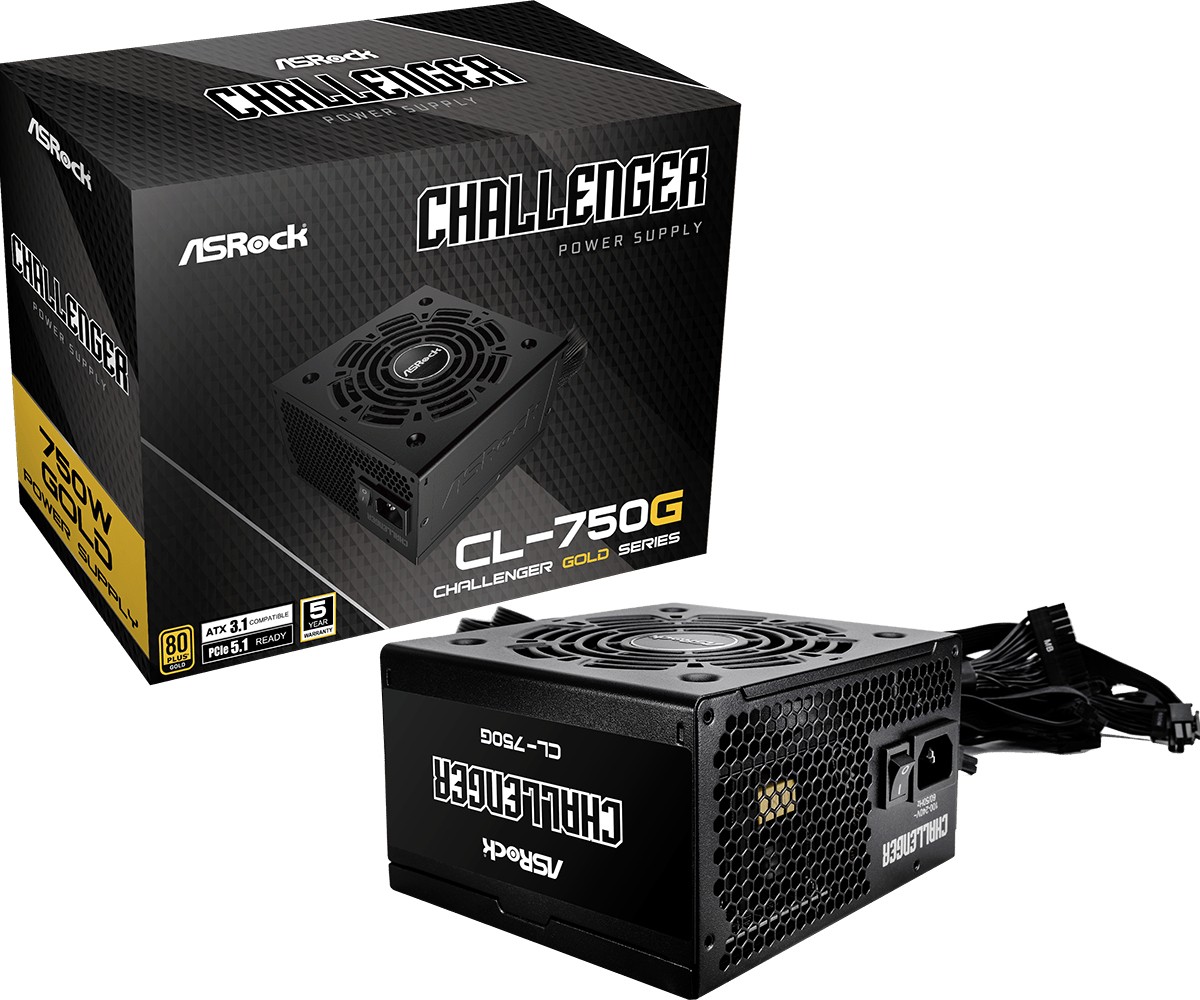 Alimentatore Asrock Challenger CL-750G 80Plus Gold ATX 750w Nero - Immagine 1