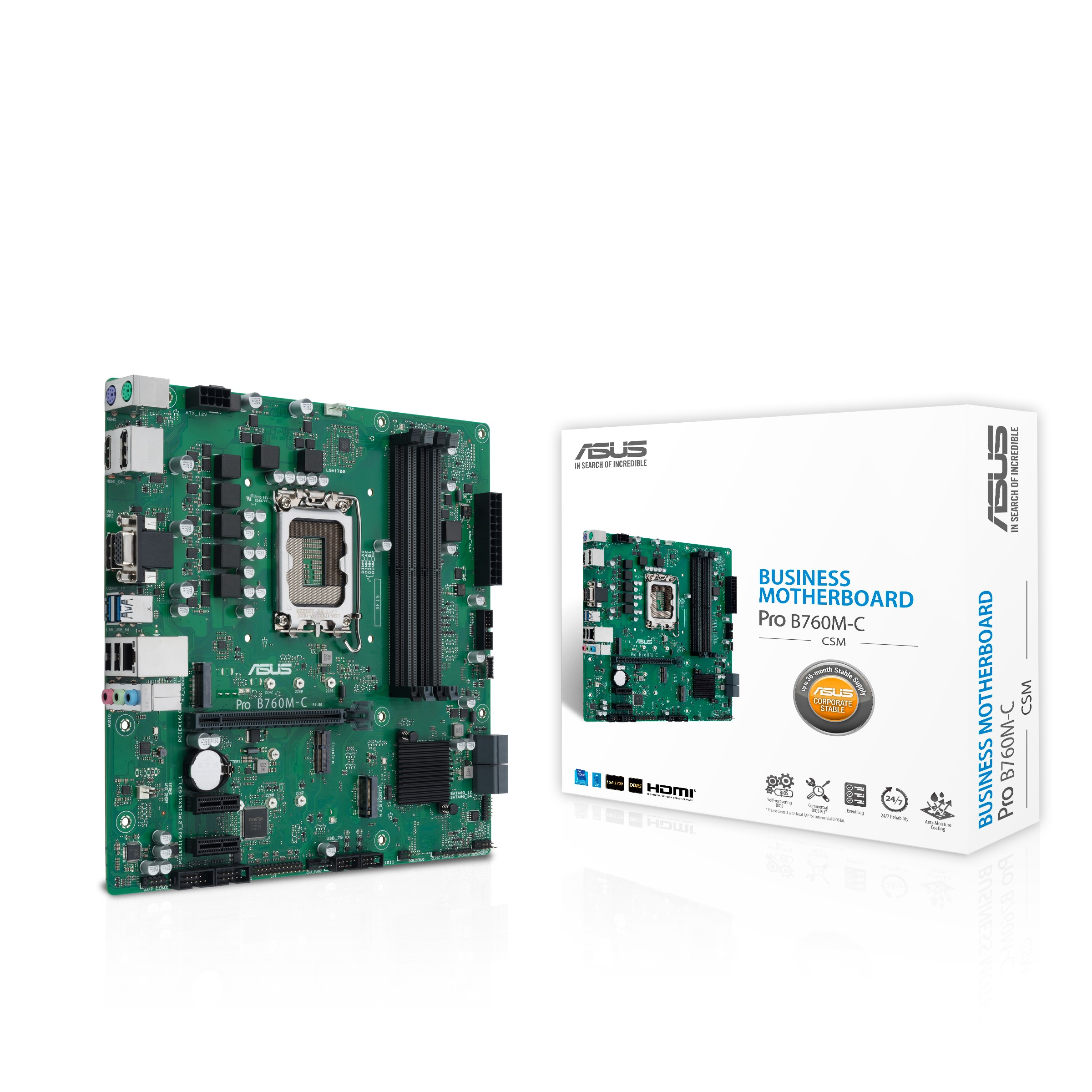 Scheda Madre ASUS PRO B760M-C CSM LGA 1700 Micro-ATX - Immagine 1