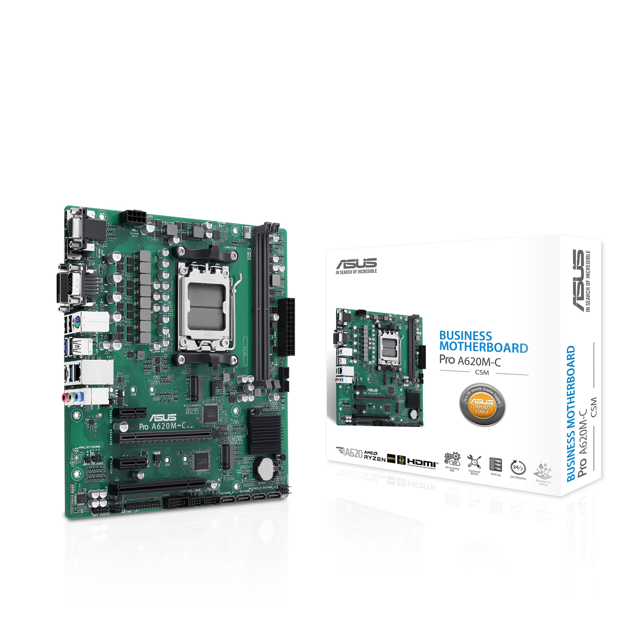 Scheda Madre Asus PRO A620M-C-CSM AMD A620 AM5 micro ATX - Immagine 1