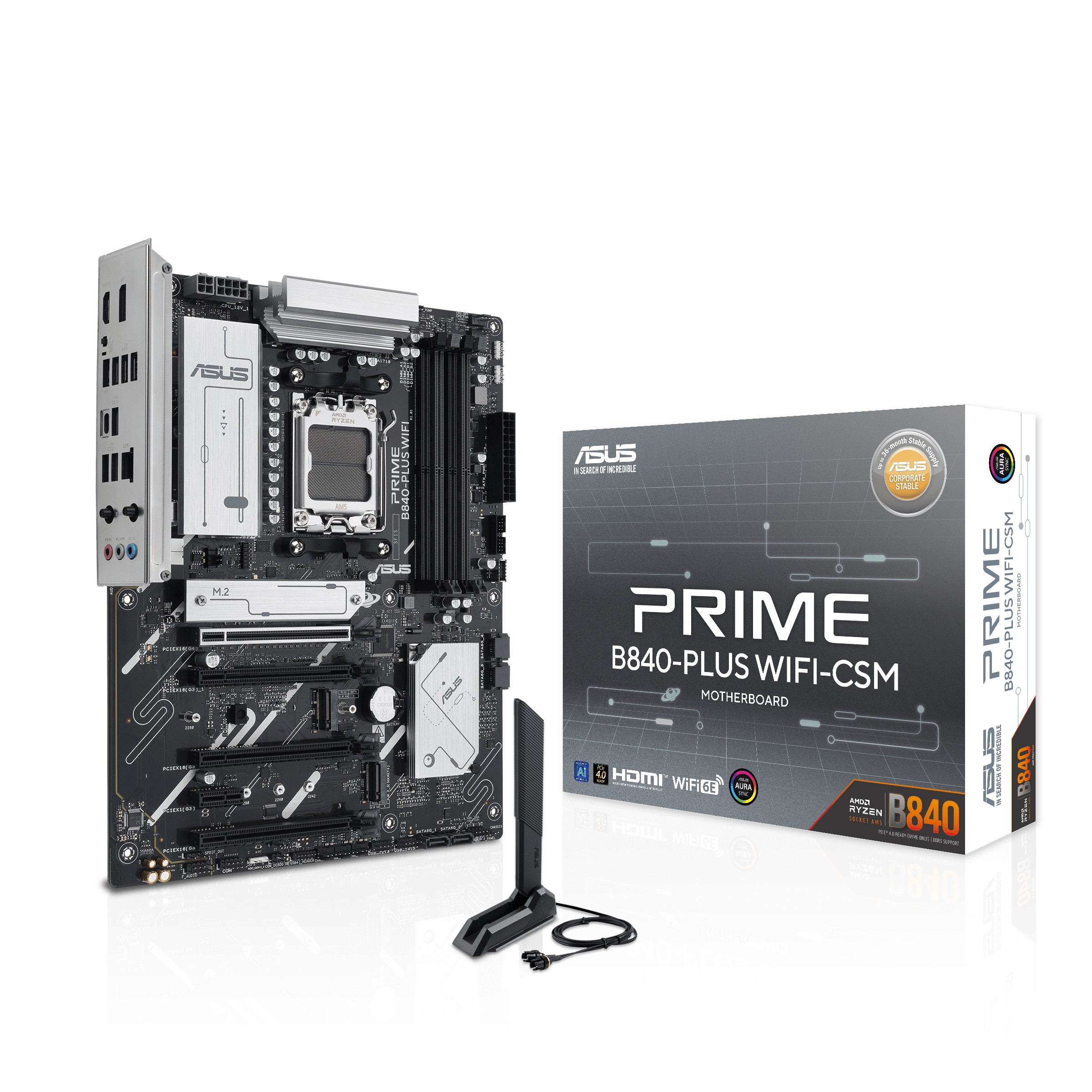 Scheda Madre Asus PRIME B840M Plus WiFi AM5 DDR5 ATX Bianco - Immagine 1
