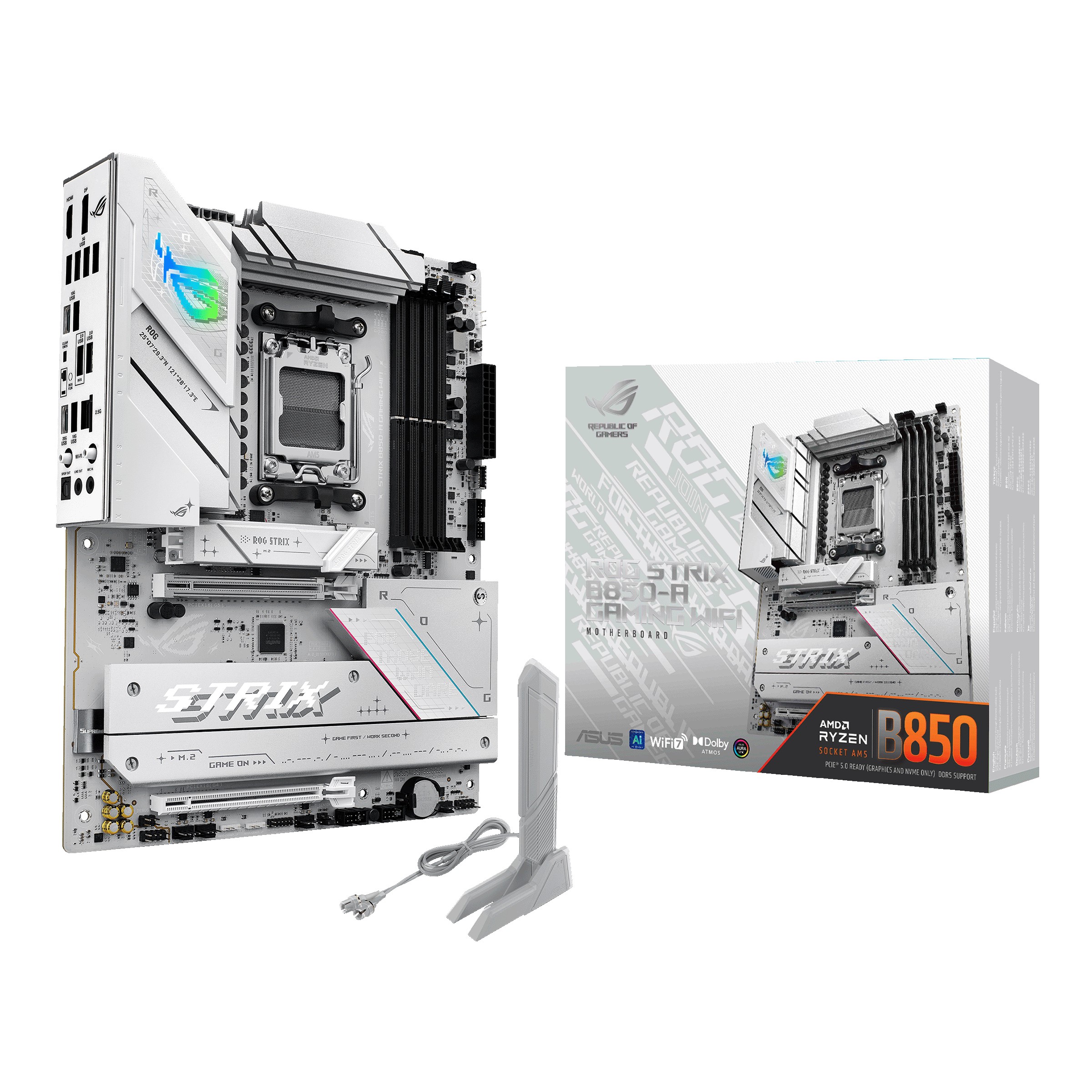 Scheda Madre Asus ROG STRIX B850-A Gaming Wifi AM5 DDR5 ATX Bianco - Immagine 1