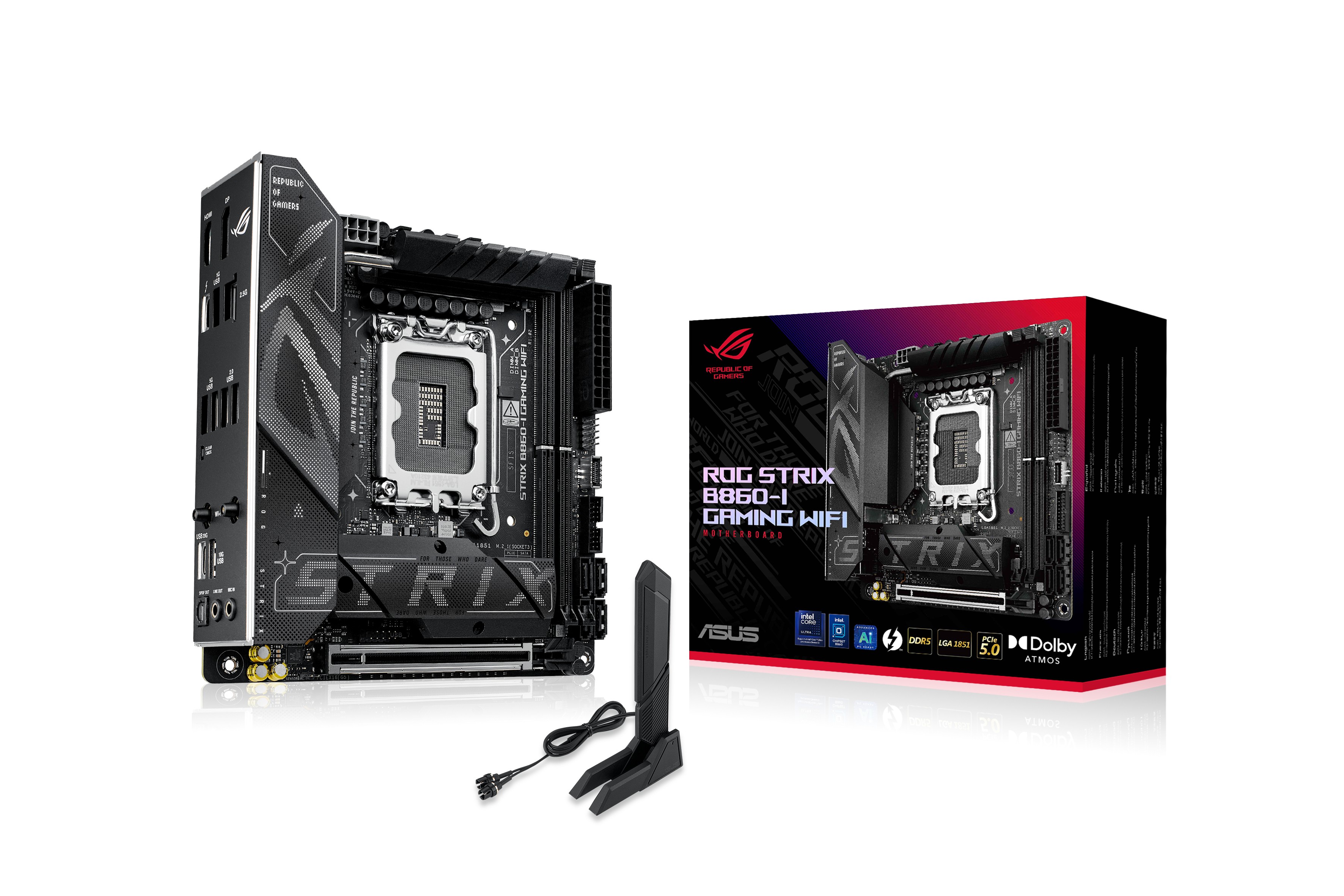 Scheda Madre ASUS ROG Strix B860-I Gaming WIFI LGA1851 Mini ITX DDR5 Nero - Immagine 1